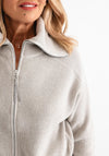 Monari Lurex Full Zip Knit Cardigan, Silver