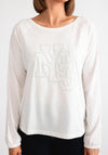 Monari Embroidered Motif Long Sleeve Top, White