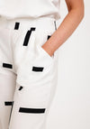 My Soul Contrast Print Relaxed Cuff Trousers, White & Black