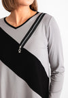 My Soul Zip Detail Colour Block Top, Grey