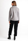 My Soul Striped Contrast Fabric High Neck Sweatshirt, Grey