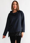 Naya Zip Neck Top with Pocket, Grey and Black