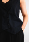 Naya Asymmetric Button Up Waistcoat, Black