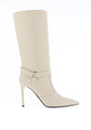 Nero Giardini Knee High Stiletto Heeled Ankle Boots, Cream