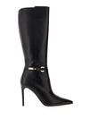 Nero Giardini Knee High Leather Heeled Boots. Black