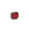 Newbridge Silverware Rectangle Brooch with Red Stone, Antique Gold