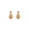 Newbridge Heart Drop Earrings with Ruby Red Stones, Gold