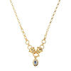 Newbridge Tiger Head Pendant Necklace with Blue Stone Detail, Gold