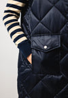 Normann Gingham Print Longline Padded Gilet, Navy