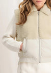 YAYA Sherpa Nylon Mix Bomber Jacket, Bone White