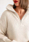 Object Tina Knit Half Zip Jumper, Cream