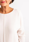 Olsen Contrast Fabric Long Sleeve Top, Beige