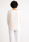 Olsen Contrast Fabric Long Sleeve Top, Beige