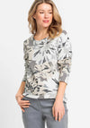 Olsen Edda Floral Embellished Top, Grey