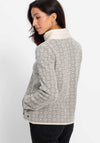 Olsen Geometric Print Zip Up Jacket, Grey