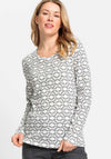 Olsen Edda Geometric Print Top, White