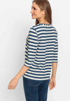 Olsen Hannah Striped Graphic Top, Ink Blue