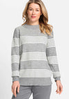 Olsen Henny Grid Stitch Jumper, Grey