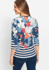 Olsen Edda Floral Striped Top, Ink Blue