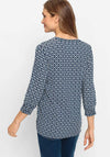 Olsen Hannah Geofloral Print Tunic Top, Ink Blue