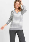 Olsen Cora Striped Sweater, Grey and White