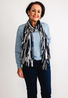 Olsen Patterned Scarf, Navy and Cream