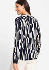 Olsen Hannah Geometric V Neck Top, Navy and Cream