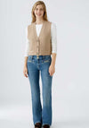 Oui Knitted Button Up Waist Coat, Beige