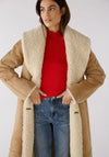 Oui Reversible Faux Shearling Coat, Light Stone