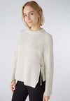 Oui Zip Detail Knitted Jumper, Off White