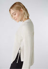 Oui Zip Detail Knitted Jumper, Off White