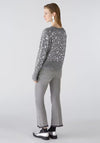 Oui Embellished Cropped Wool Blend Jumper, Grey