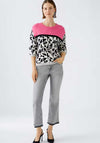 Oui Geometric Colour Block Jumper, Pink Multi