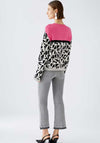 Oui Geometric Colour Block Jumper, Pink Multi