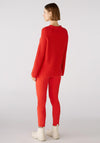 Oui Side Zip Cotton Jumper, Chinese Red