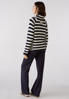 OUI Roll Neck Stripe Jumper, Navy & White