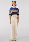 OUI Colour Block Stripe Knit Jumper, Blue Stone