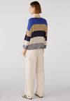 OUI Colour Block Stripe Knit Jumper, Blue Stone