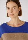 OUI Colour Block Stripe Knit Jumper, Blue Stone