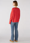 Oui Cosy Jacquard Sweater, Pink Red