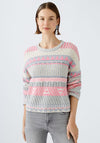 Oui Patterned Metallic Yarn Blend Knit Jumper, Grey Multi