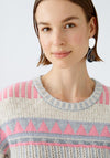 Oui Patterned Metallic Yarn Blend Knit Jumper, Grey Multi