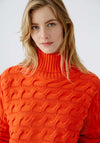 Oui Polo Neck Knitted Jumper, Orange