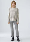 OUI Rubi Stripe Long Sleeve Knit Jumper, Grey