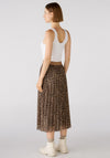 Oui Leopard Print Pleated Mesh Midi Skirt, Camel