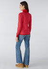 Oui Cotton Blend Striped Sweater, Red Rose