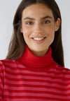 Oui Cotton Blend Striped Sweater, Red Rose
