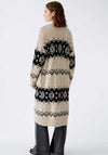 Oui Wool Coton Blend Knit Long Cardigan, Beige