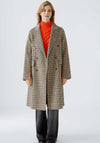 Oui Check Wool Blend Coat, Brown