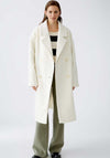 Oui Boucle Double Breasted Coat, White